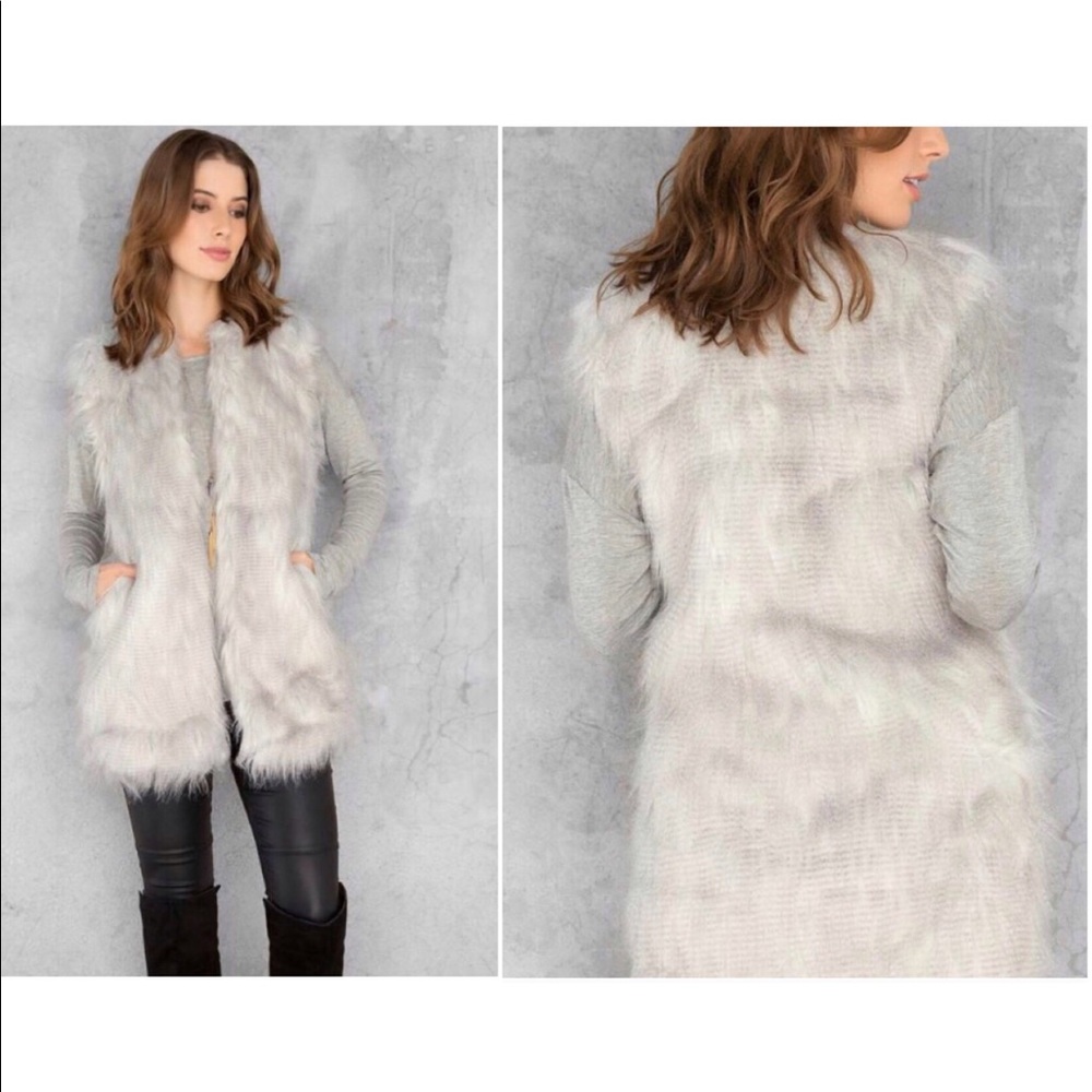 Gray Faux Fur Vest by Brandon Thomas Size Large